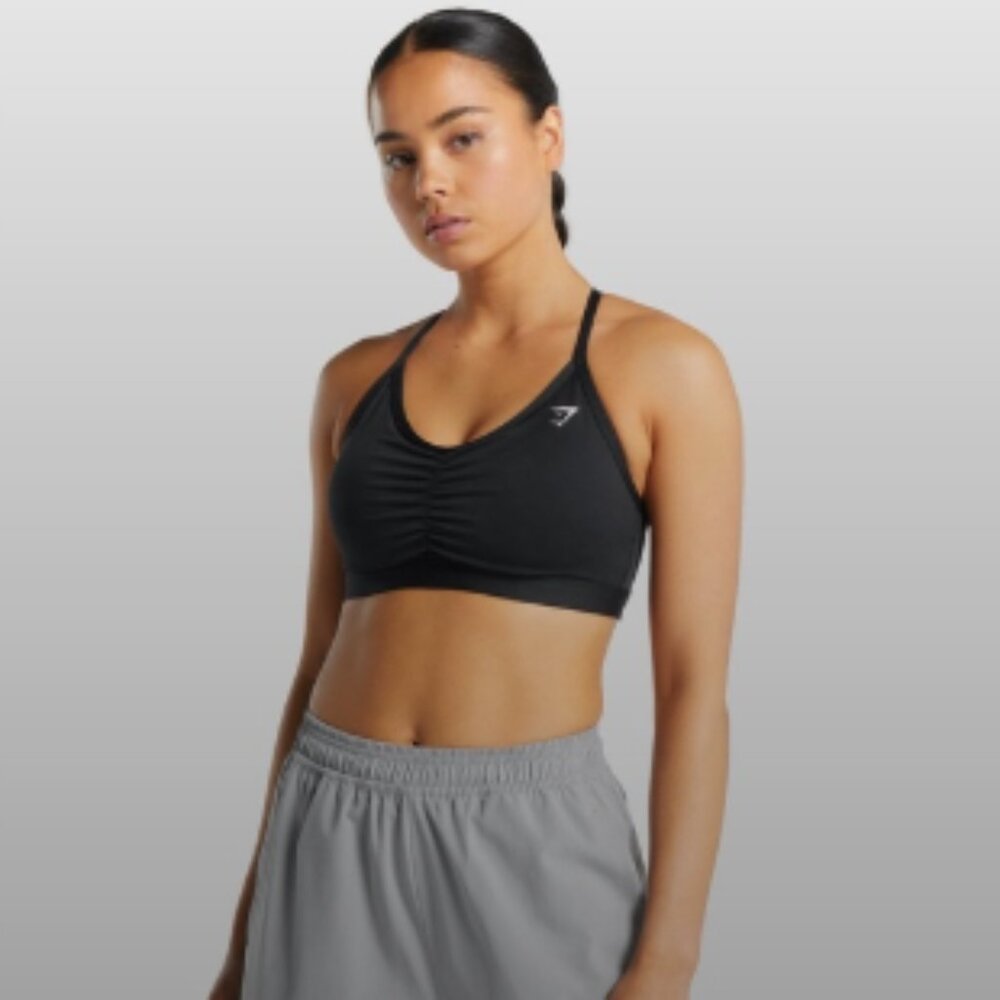 Gymshark Ruched Sports Bra Black Size M